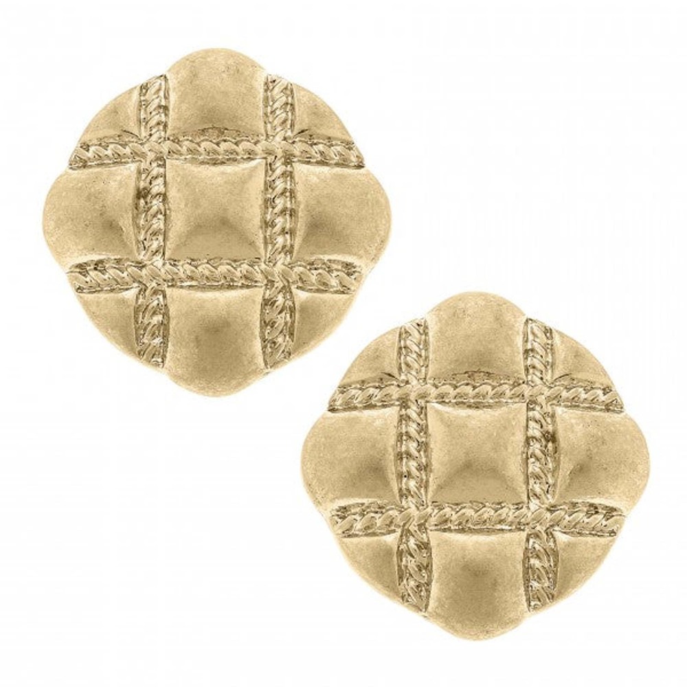 Quilted Diamond Shaped Stud Earrings